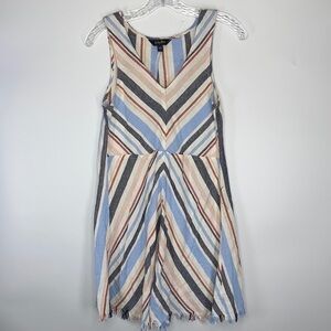 Indigo Rein Linen NWOT Red White & Blue Raw Hem Sleeveless Vneck Dress Size XS
